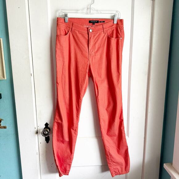 Lafayette 148 New York Orange Mercer Skinny Ankle Pants Slacks Peach Rose Size 6 - Picture 2 of 13
